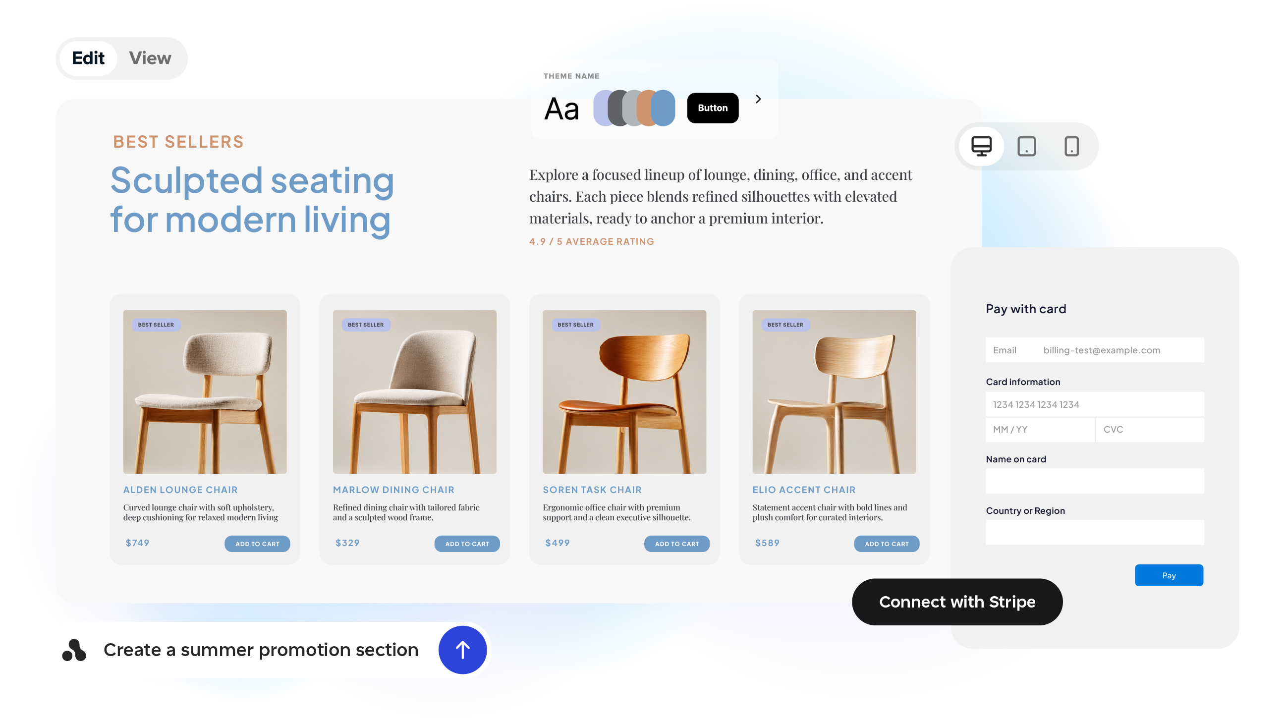 The Alf Website Studio editor open on an online store