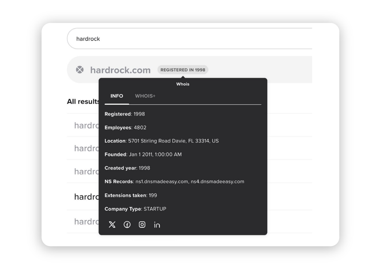 Use Spaceship’s domain history search