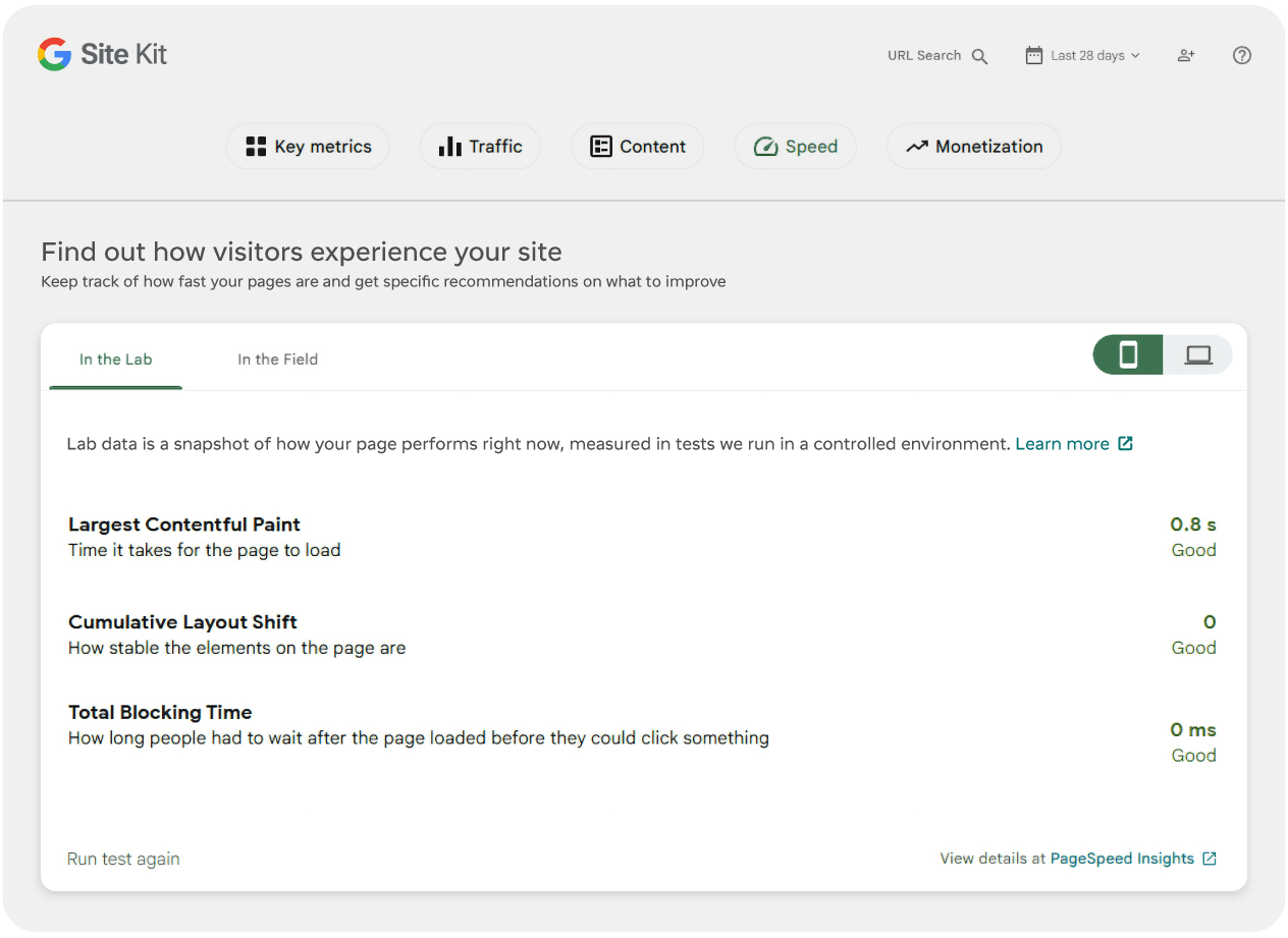 Understanding the speed dashboard in Site Kit