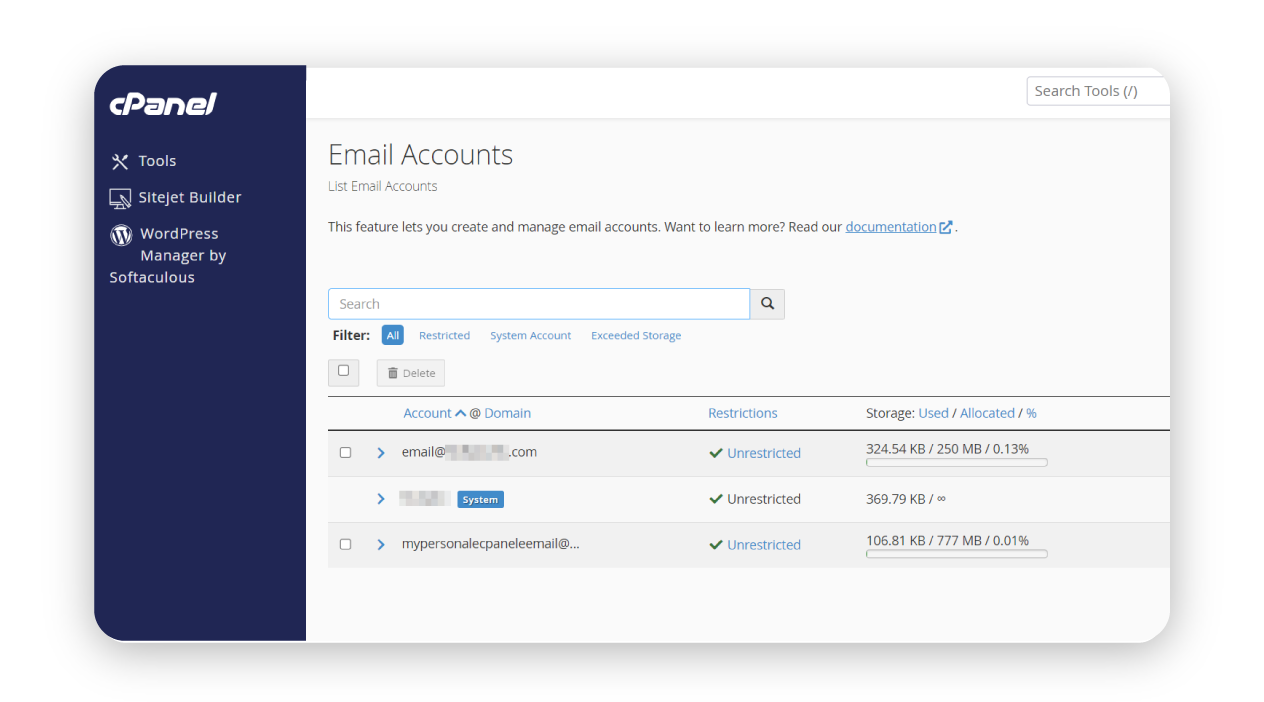 Email accounts