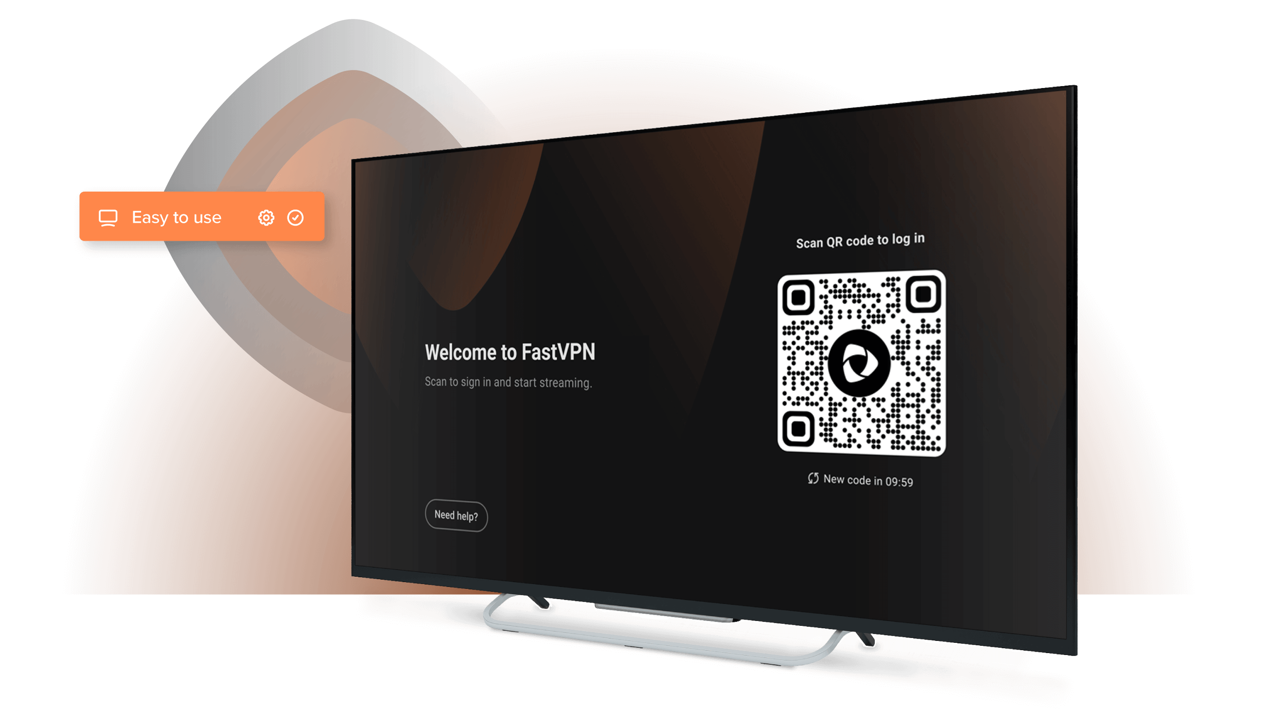 FastVPN QR code sign-in screen on a smart TV.