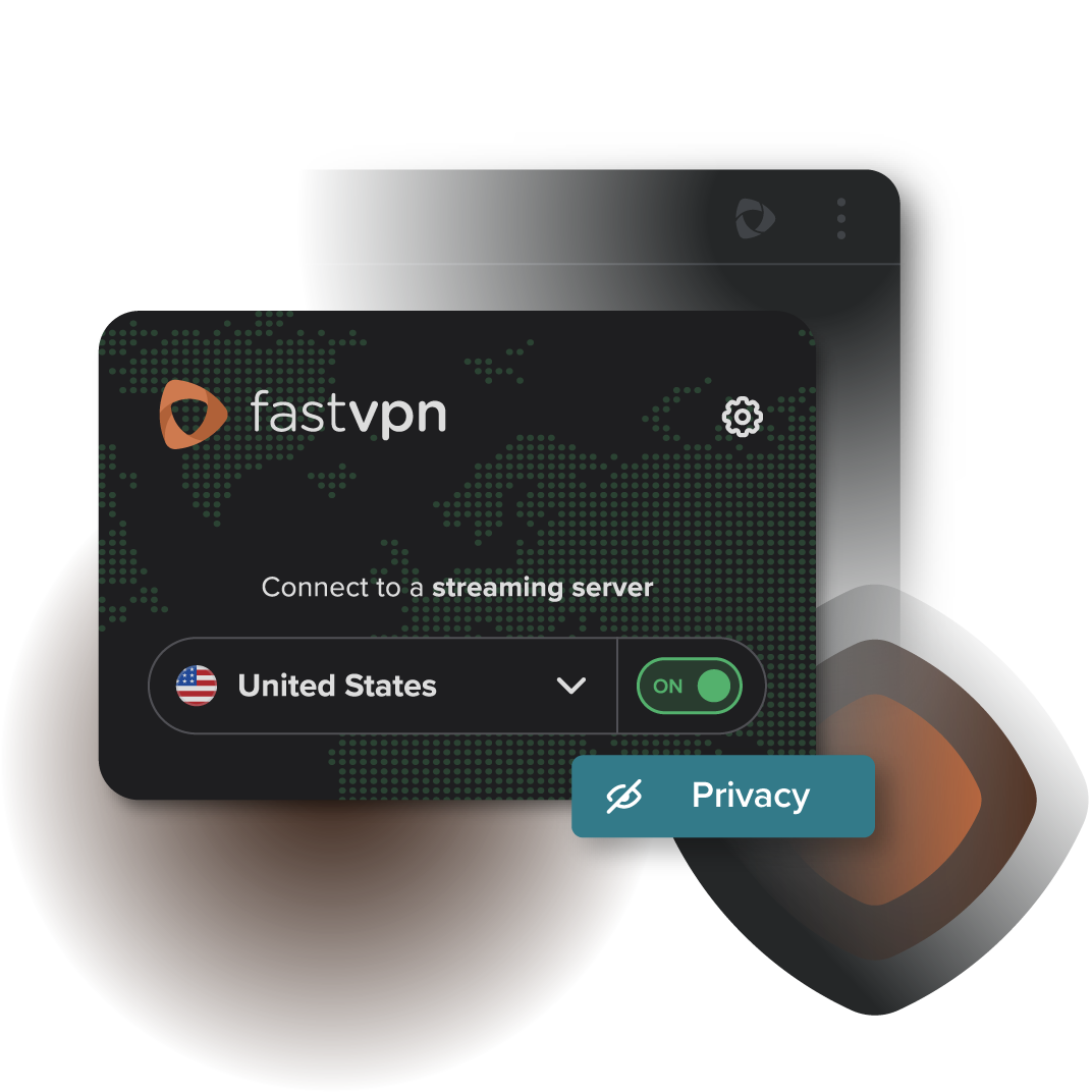 Extensão FastVPN Chrome a mostrar um botão de alternância de servidor dos EUA para navegação rápida e privada.
