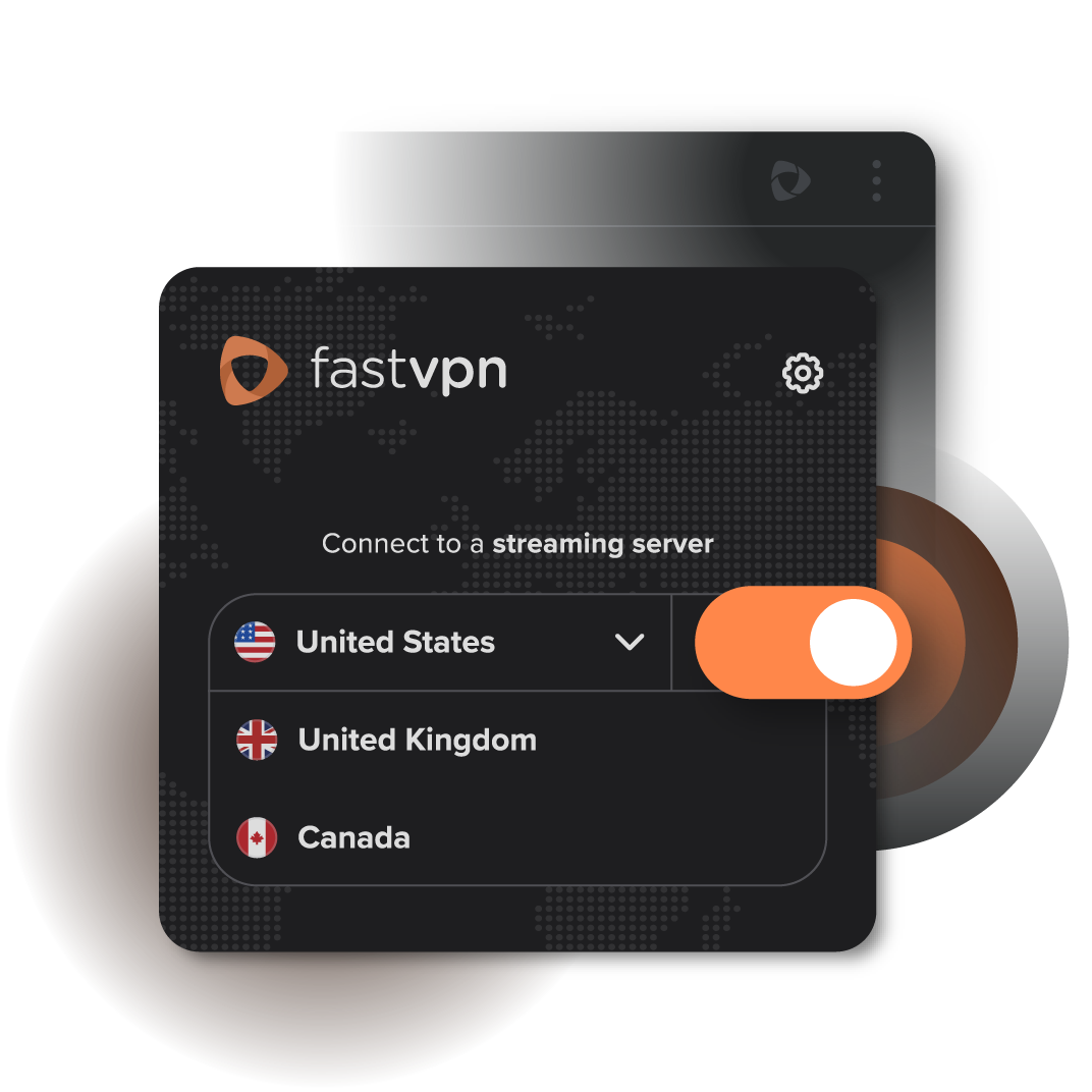 Extensão FastVPN Chrome a ligar-se a um servidor dos EUA para privacidade instantânea e streaming em 4K.