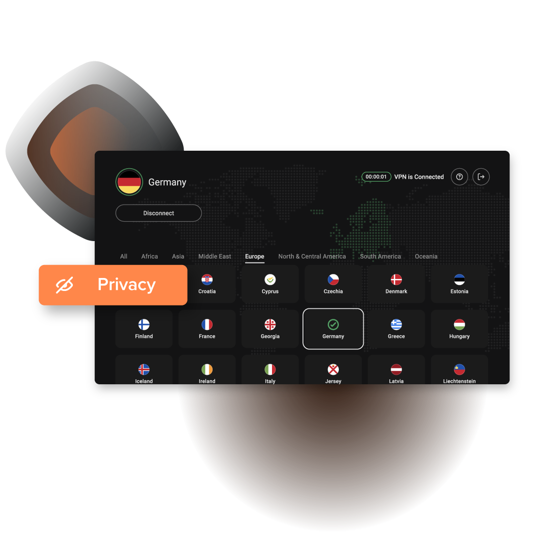 FastVPN smart TV server list with Germany selected for streaming from anywhere.