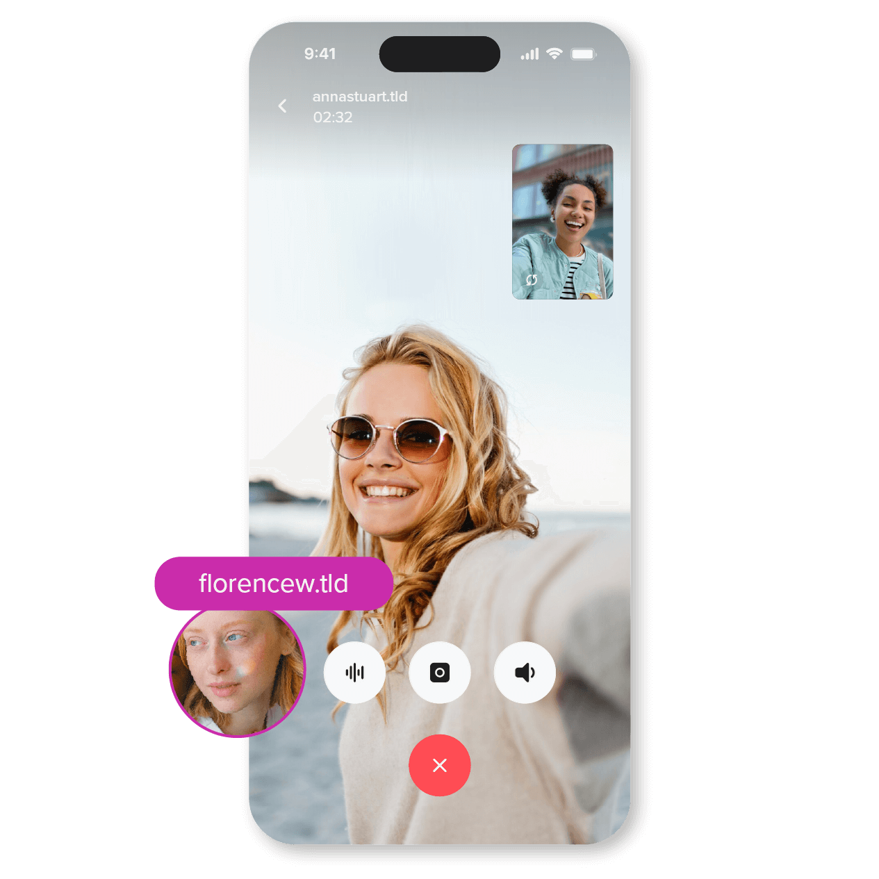 Mobile audio and video call with domain id
